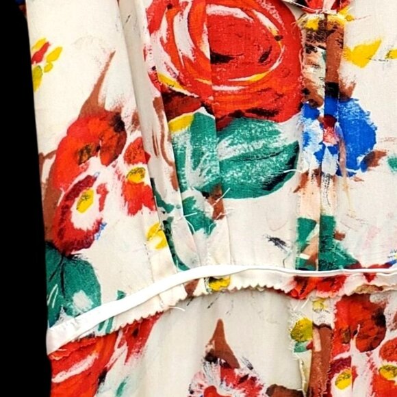 1930s Rayon Crepe Floral Day Midi Dress Size 6 8 with Side Metal Talon Zip - Picture 8 of 12